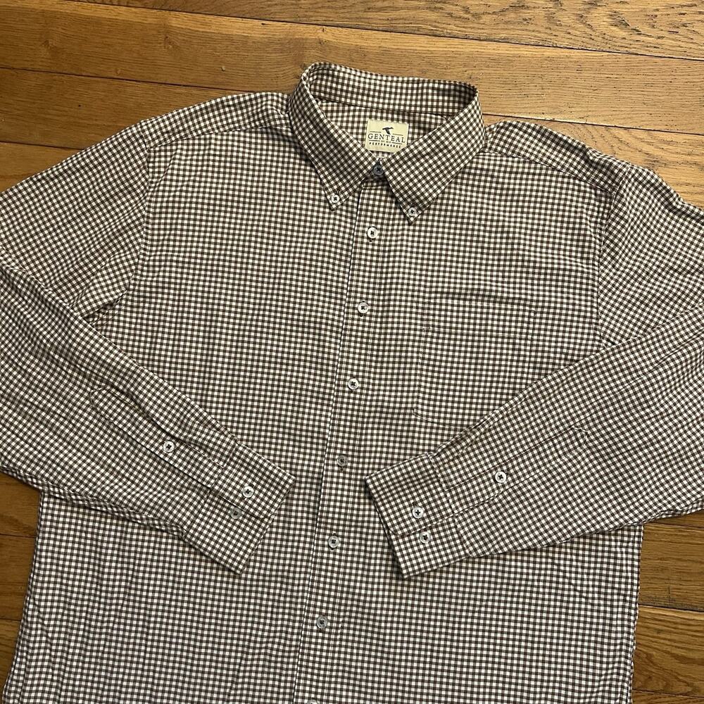 Genteal Performance Golf Plaid Checkered Button Up Shirt XL